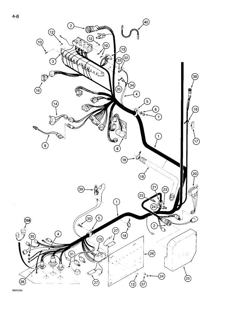 Схема запчастей Case IH 9210 - (4-006) - LOWER ROPS HARNESS (04) - ELECTRICAL SYSTEMS