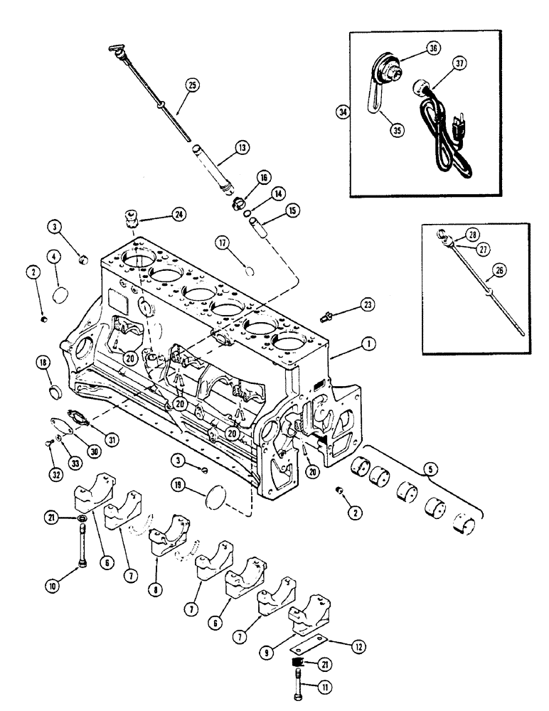 Схема запчастей Case IH 2670 - (046) - CYLINDER BLOCK, 504BDT INTERCOOLED DIESEL ENGINE (02) - ENGINE