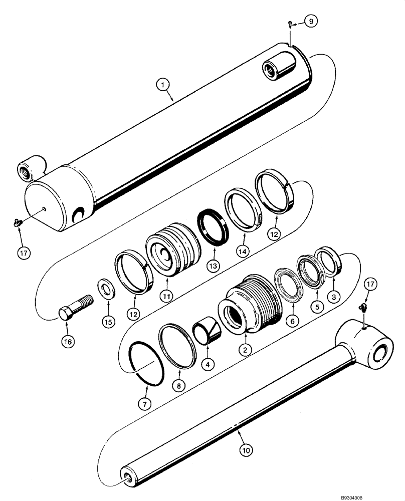 Схема запчастей Case IH 1840 - (08-58A) - CYLINDER ASSY - BACKHOE BOOM (NORTH AMERICA) (08) - HYDRAULICS