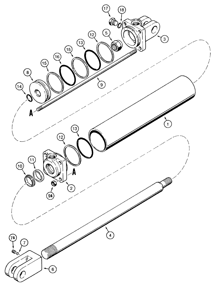 Схема запчастей Case IH 770 - (08-28) - TRANSPORT LIFT CYLINDER - 84994C91, TIE BOLT TYPE, 3-1/2 INCH ID (08) - HYDRAULICS