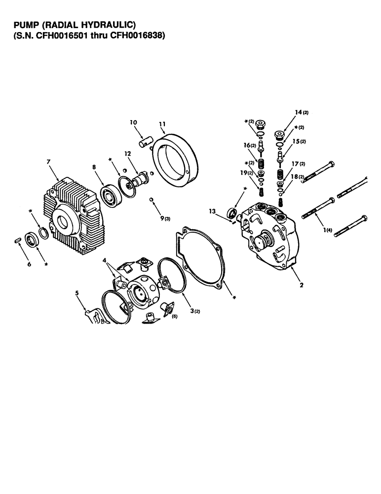 Схема запчастей Case IH 8460 - (095) - PUMP, RADIAL HYDRAULIC, SERIAL NUMBER CFH0016501 THROUGH CFH0016838 (07) - HYDRAULICS