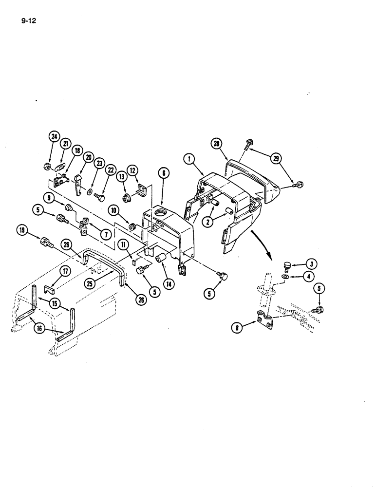 Схема запчастей Case IH 245 - (9-12) - INSTRUMENT PANEL SHROUD, FUEL TANK COVER AND HOOD SEAL (09) - CHASSIS/ATTACHMENTS