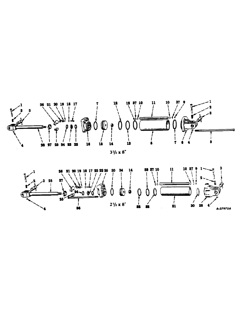 Схема запчастей Case IH 350 - (279) - HYDRAULIC SYSTEM, HYDRAULIC EQUIPMENT, SPECIAL, HYDRAULIC CYLINDERS (07) - HYDRAULIC SYSTEM