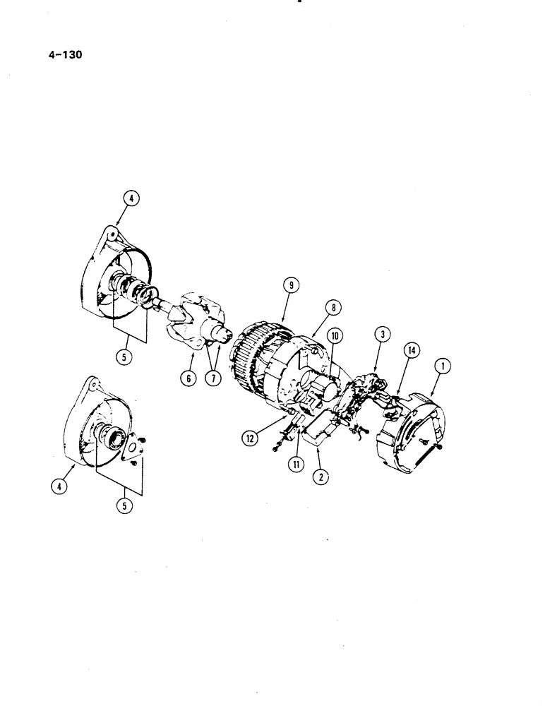 Схема запчастей Case IH 485 - (4-130) - ALTERNATOR, LUCAS (04) - ELECTRICAL SYSTEMS