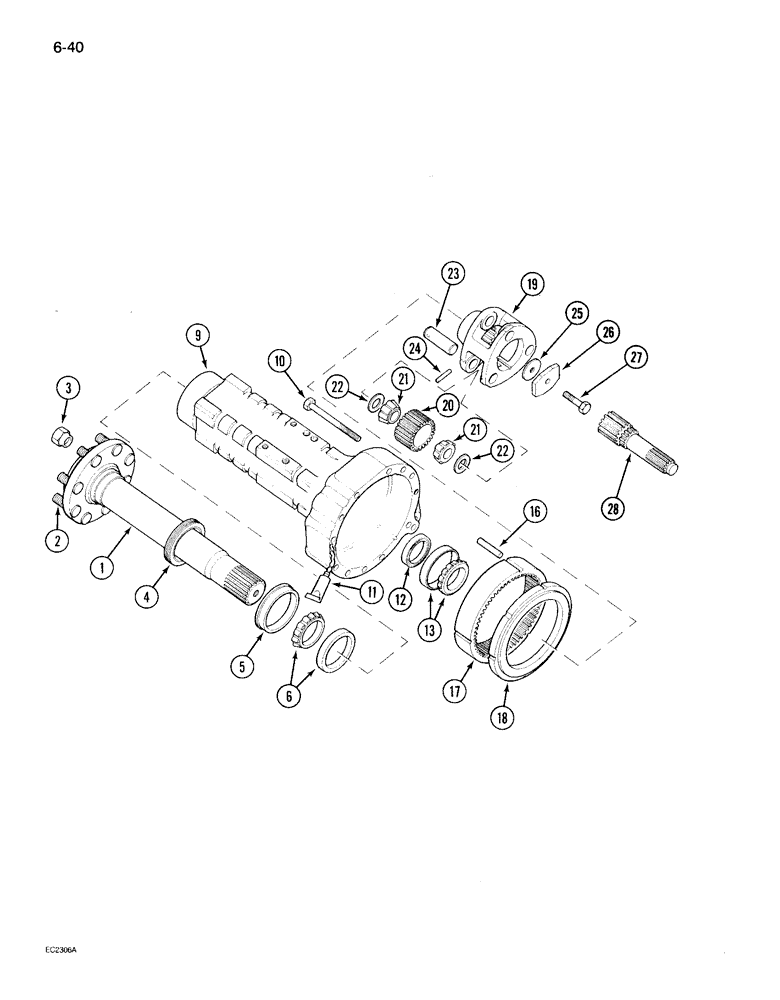 Схема запчастей Case IH 495 - (6-040) - REAR AXLE AND CARRIER (06) - POWER TRAIN