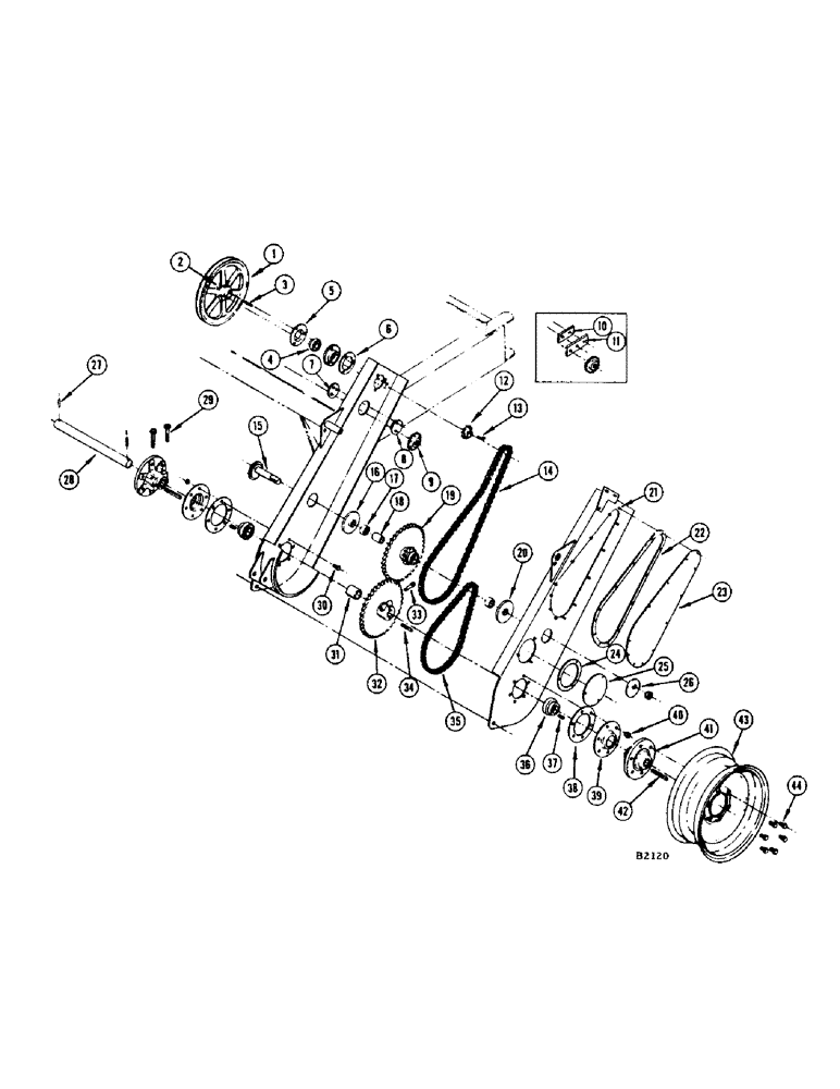 Схема запчастей Case IH 1150 - (012) - DRIVE WHEELS AND CHAIN CASE, BEFORE 8266001 (14) - MAIN GEARBOX & DRIVE