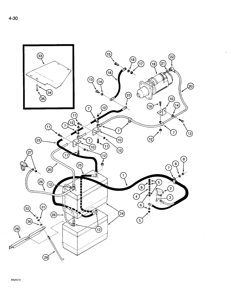 Схема запчастей Case IH 9210 - (4-030) - BATTERIES AND CABLES, PRIOR TO P.I.N. JCB0028400 (04) - ELECTRICAL SYSTEMS