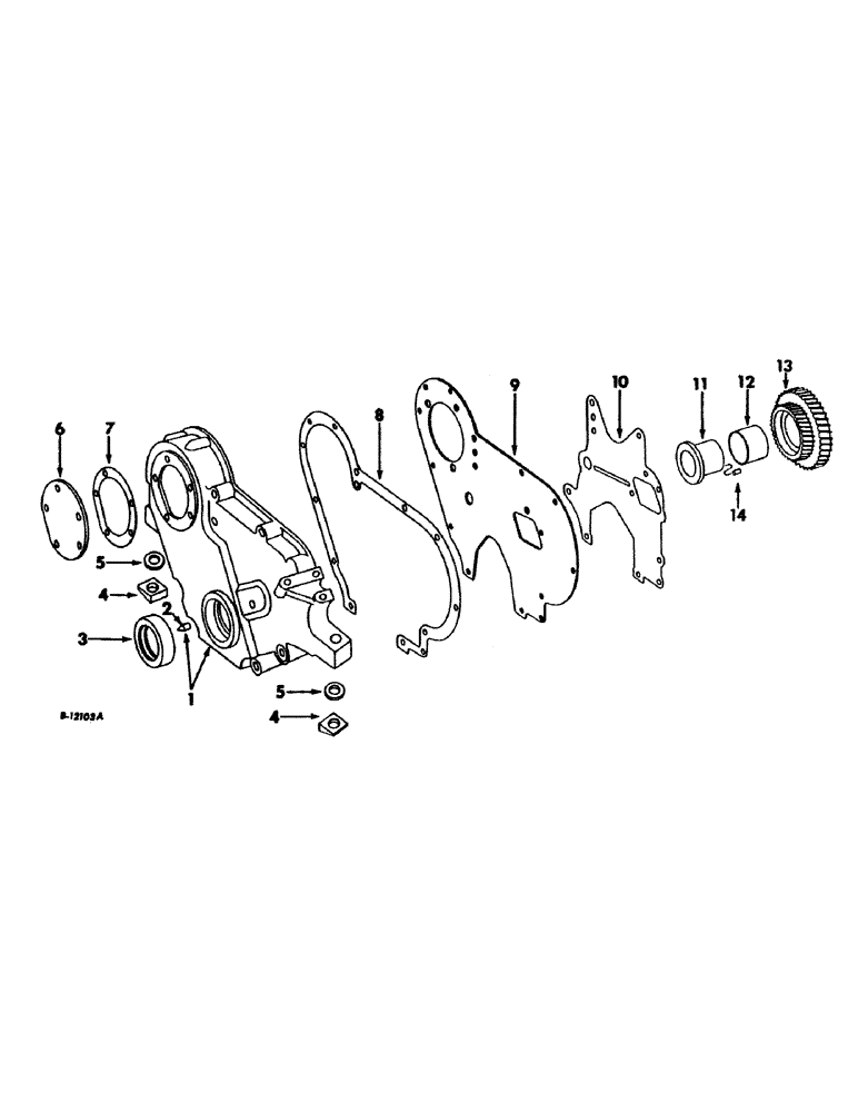 Схема запчастей Case IH 660 - (032) - DIESEL ENGINE, CRANKCASE FRONT COVER AND IDLER GEAR (01) - ENGINE