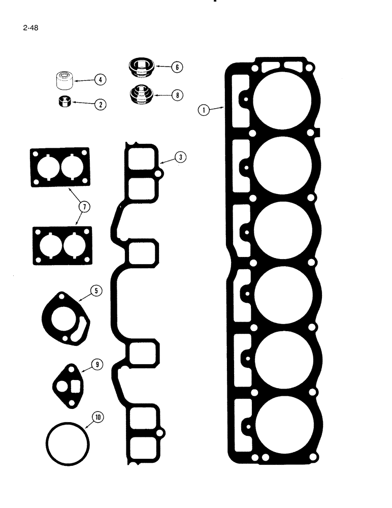 Схема запчастей Case IH 4000 - (2-48) - GASKET KIT, C-258 GAS ENGINE P.I.N. 6005 THROUGH 8264, VALVE GRIND (02) - ENGINE