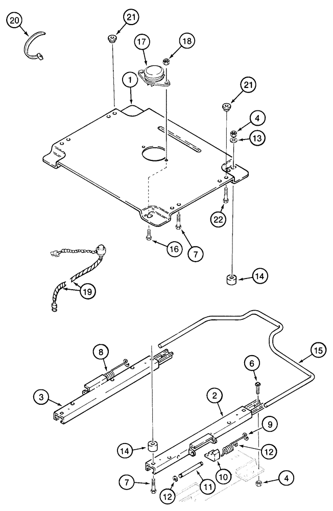 Схема запчастей Case IH 2155 - (9E-22) - MECHANICAL SUSPENSION SEAT, PLATE AND SLIDES (10) - CAB & AIR CONDITIONING