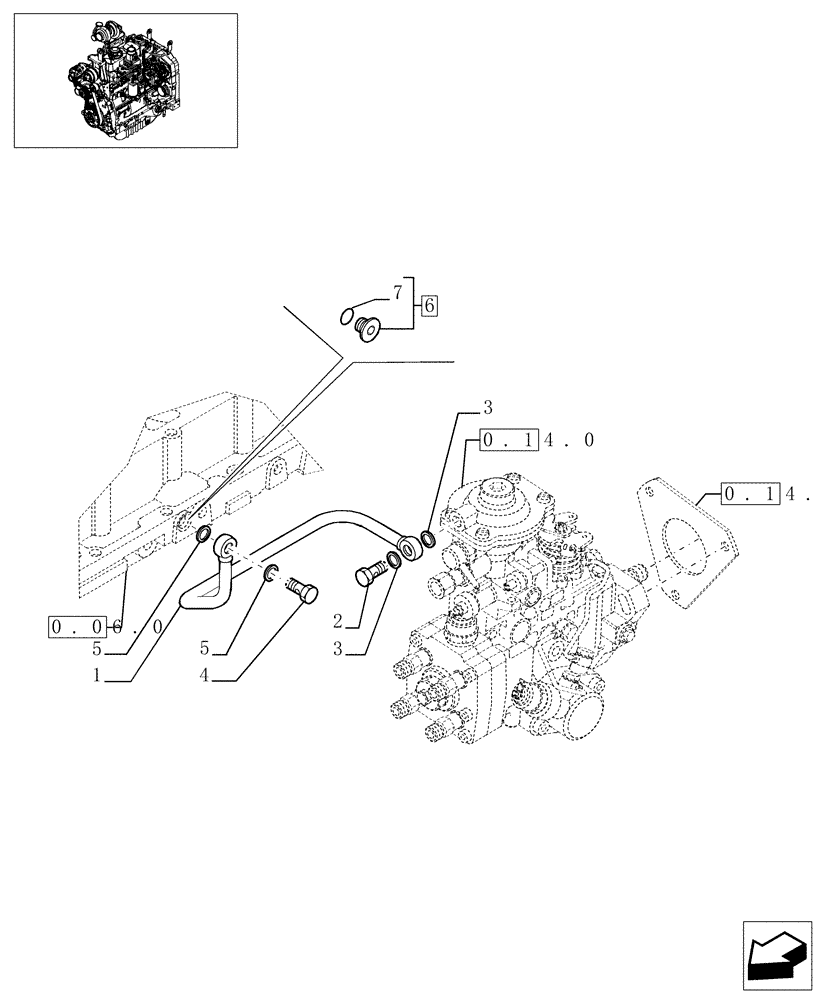 Схема запчастей Case IH JX1080U - (0.14.6) - INJECTION EQUIPMENT - PIPING (01) - ENGINE