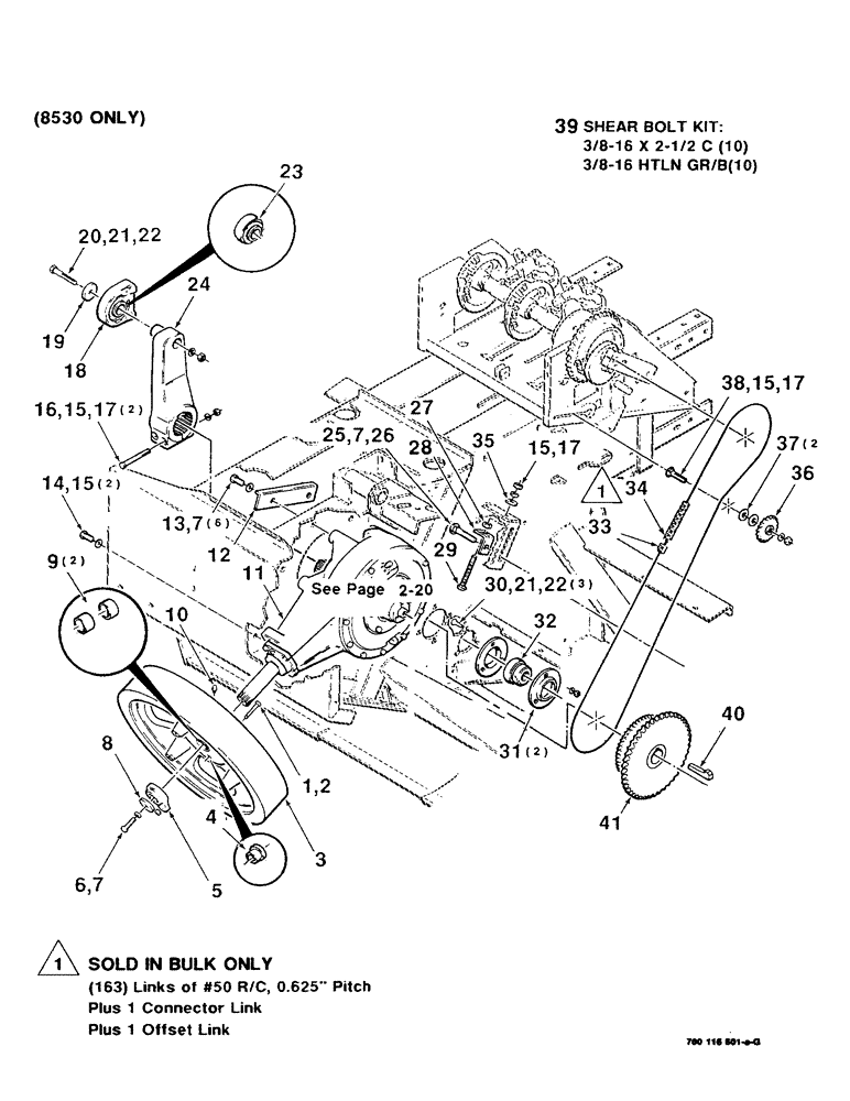 Схема запчастей Case IH 8530 - (2-18) - DRIVE ASSEMBLY (GEARBOX, PLUNGER & KNOTTER), (8530 ONLY) Driveline