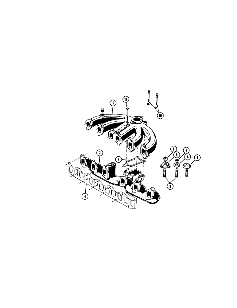 Схема запчастей Case IH 960 - (224) - MANIFOLD (10) - ENGINE