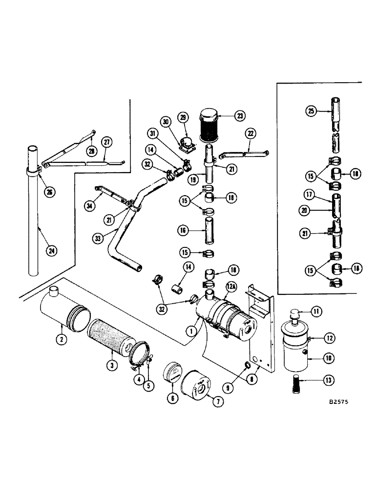 Схема запчастей Case IH 960 - (233A) - DRY TYPE AIR CLEANER (10) - ENGINE