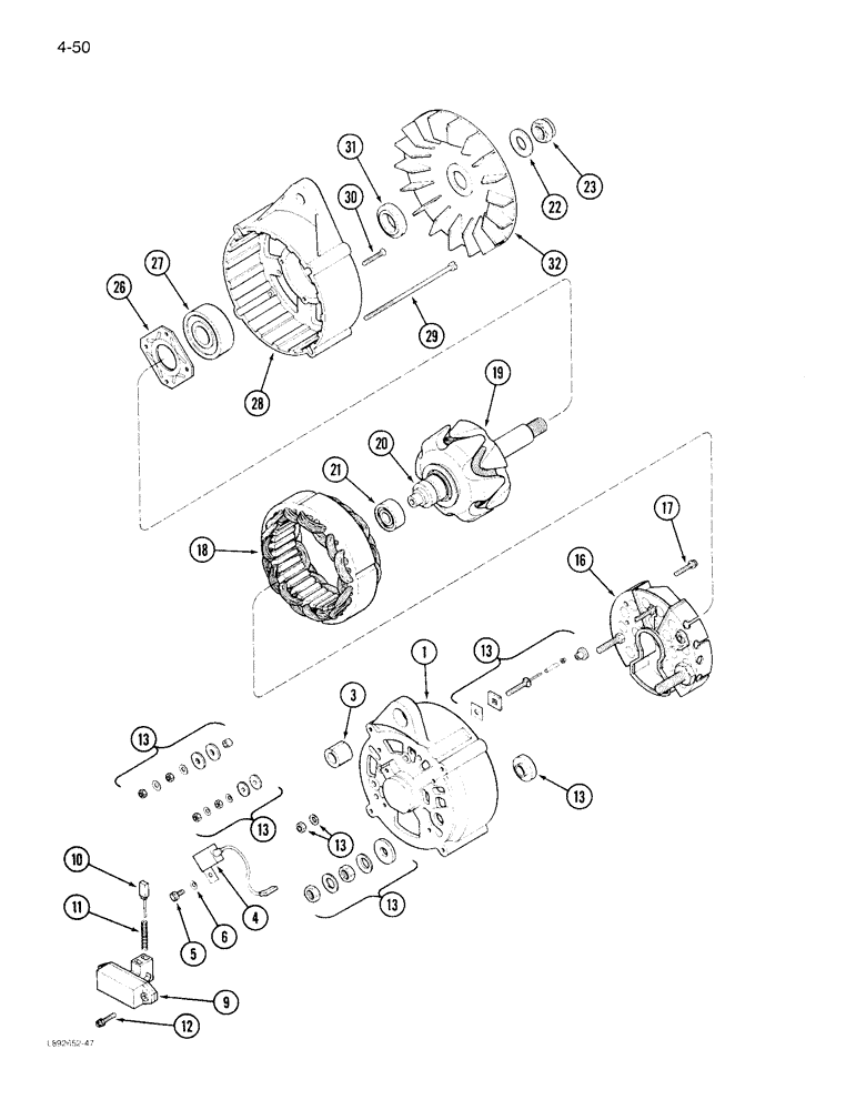 Схема запчастей Case IH 1844 - (4-50) - ALTERNATOR ASSEMBLY, 110 AMPERE (06) - ELECTRICAL SYSTEMS