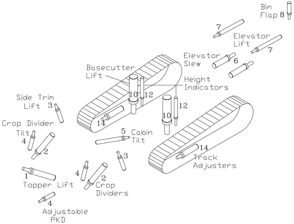 Схема запчастей Case IH 7700 - (B01[02]) - HYDRAULIC CYLINDERS {7700} {Location} Hydraulic Components & Circuits