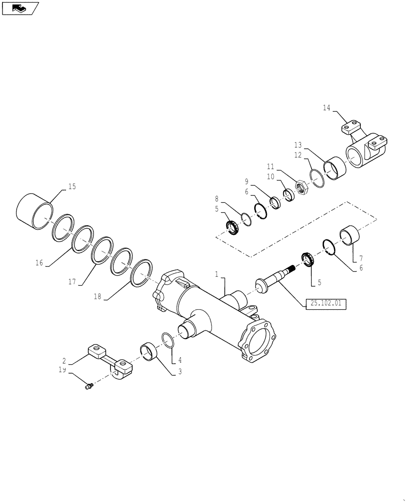 Схема запчастей Case IH FARMALL 35B - (44.101.02) - FRONT AXLE & DRIVE PINION (44) - WHEELS