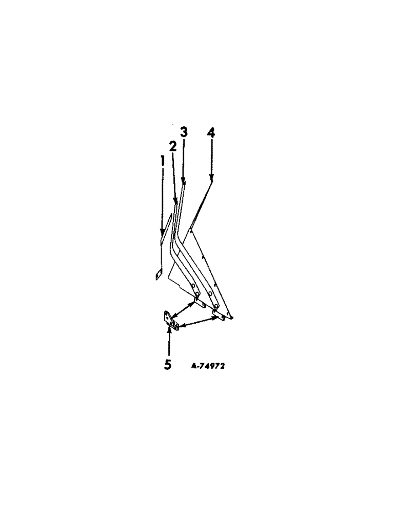 Схема запчастей Case IH 55 - (B-62) - ROW CROP UNIT (ONE-ROW) - DIVIDER SHEETS AND PRESSURE STRAPS, 1965 (58) - ATTACHMENTS/HEADERS