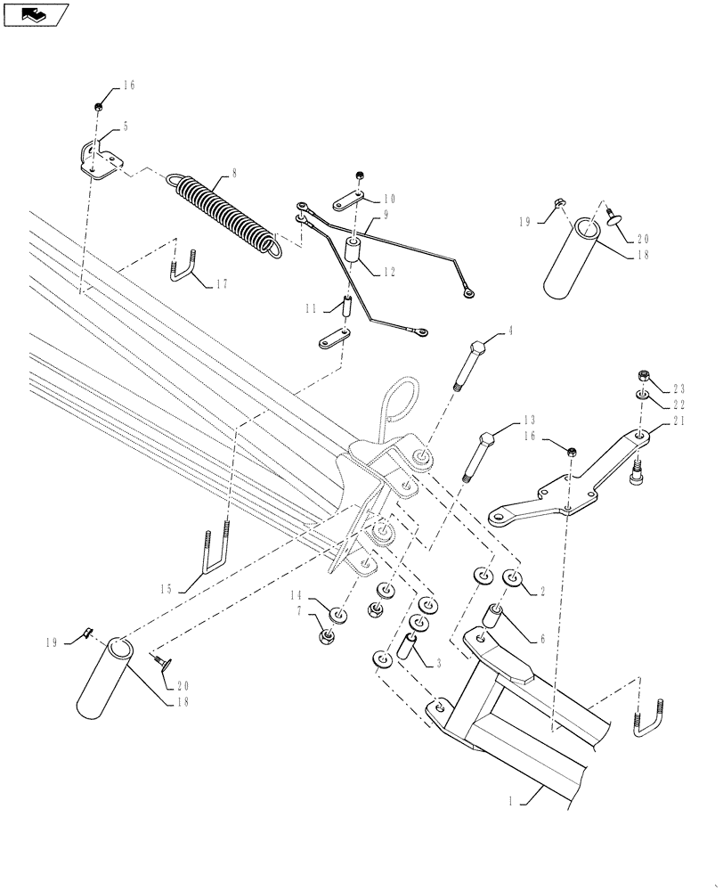 Схема запчастей Case IH 4430 - (39.130.12[02]) - BOOM BREAKAWAY ASSEMBLY, 90 BOOM, SN AND AFTER (39) - FRAMES AND BALLASTING