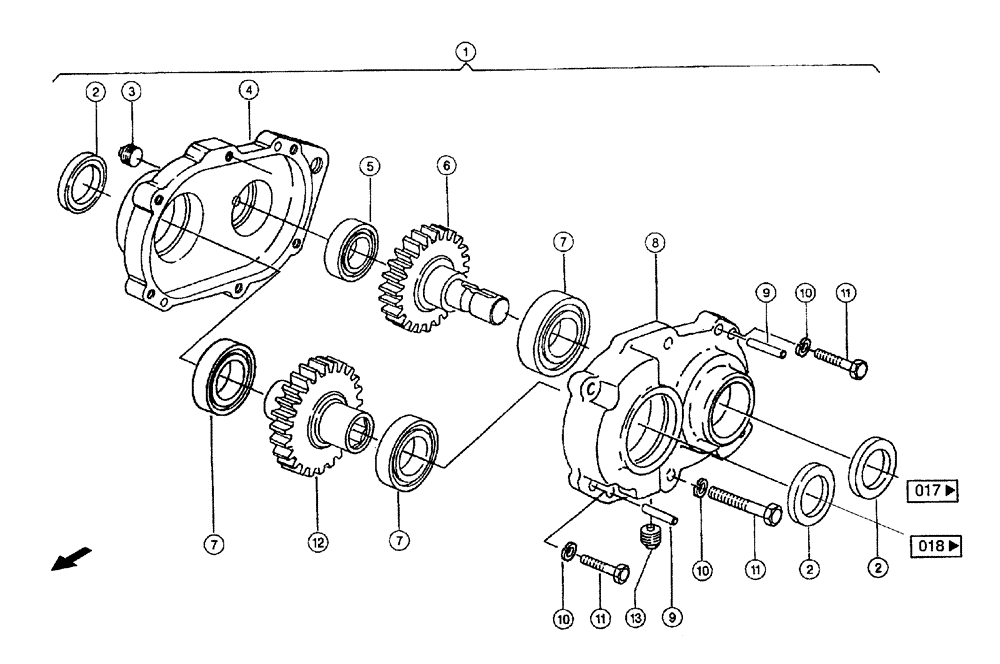 Схема запчастей Case IH 684 - (0016) - GEARBOX (58) - ATTACHMENTS/HEADERS