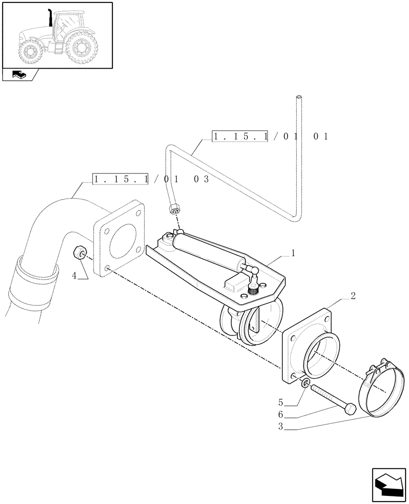 Схема запчастей Case IH PUMA 180 - (1.15.1/01[02]) - (VAR.040) VERTICAL EXHAUST WITH EXHAUST BRAKE - BRAKE VALVE (02) - ENGINE EQUIPMENT