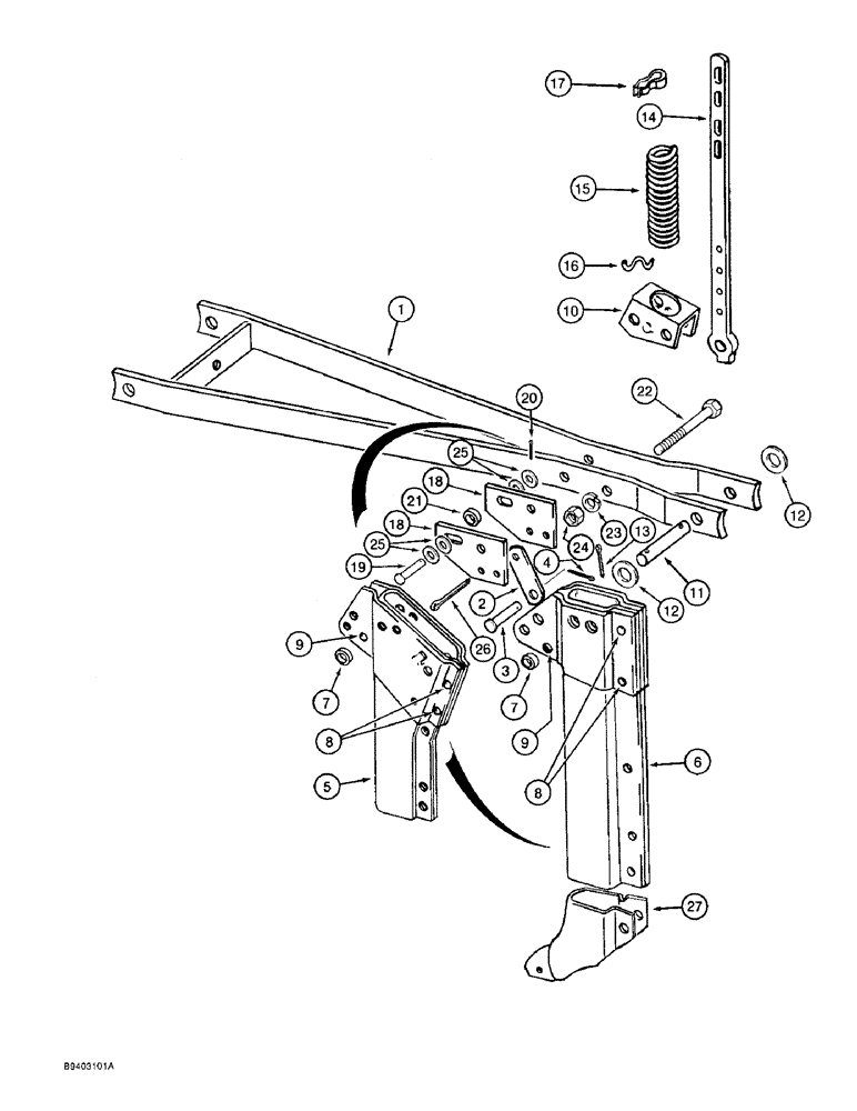 Схема запчастей Case IH 7100 - (9-130) - FURROW OPENER, SHEAR TRIP (09) - CHASSIS/ATTACHMENTS