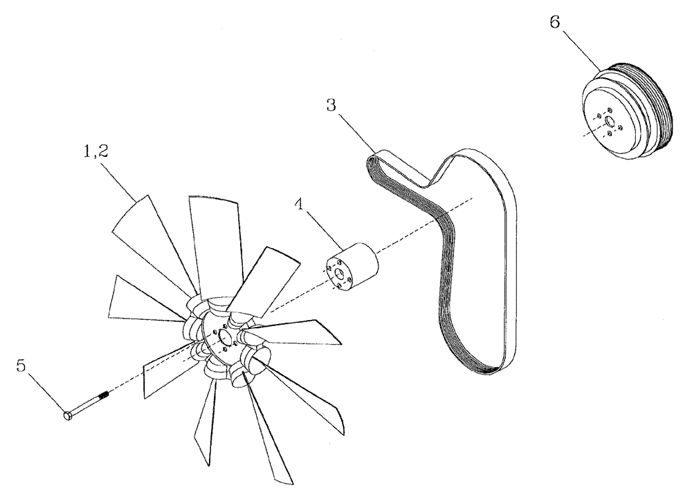 Схема запчастей Case IH AUSTOFT - (C02[01]) - COOLING FAN & DRIVE BELT Engine & Engine Attachments