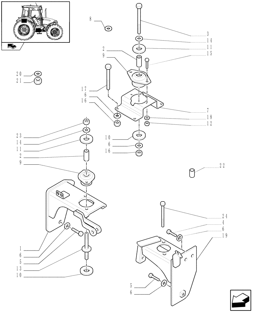 Схема запчастей Case IH FARMALL 60 - (1.87.0[01]) - CAB SUPPORTS (08) - SHEET METAL