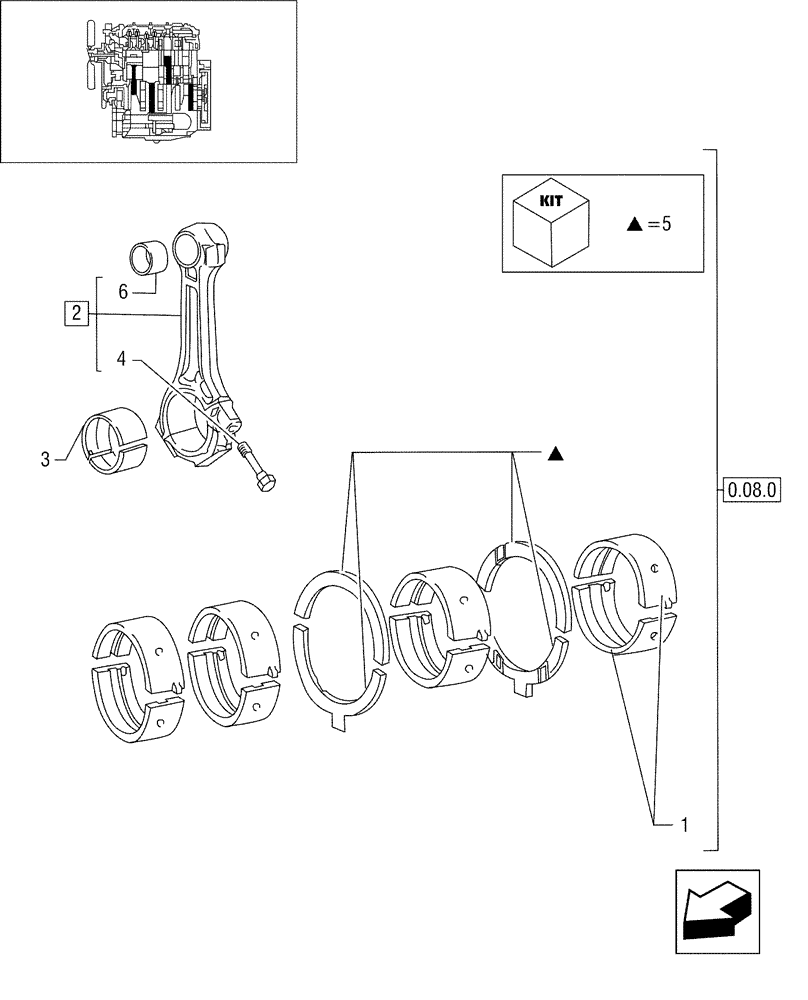 Схема запчастей Case IH JX95 - (0.08.1/05) - VAR - 747, 391102 - TTF ENGINE TIER 2 - CONNECTING ROD (01) - ENGINE