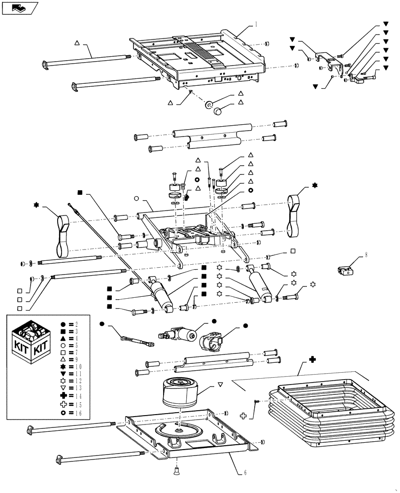 Схема запчастей Case IH TITAN 3020 - (01-047[04]) - SUSPENSION ASSEMBLY, SN YBT031127 AND AFTER (10) - CAB