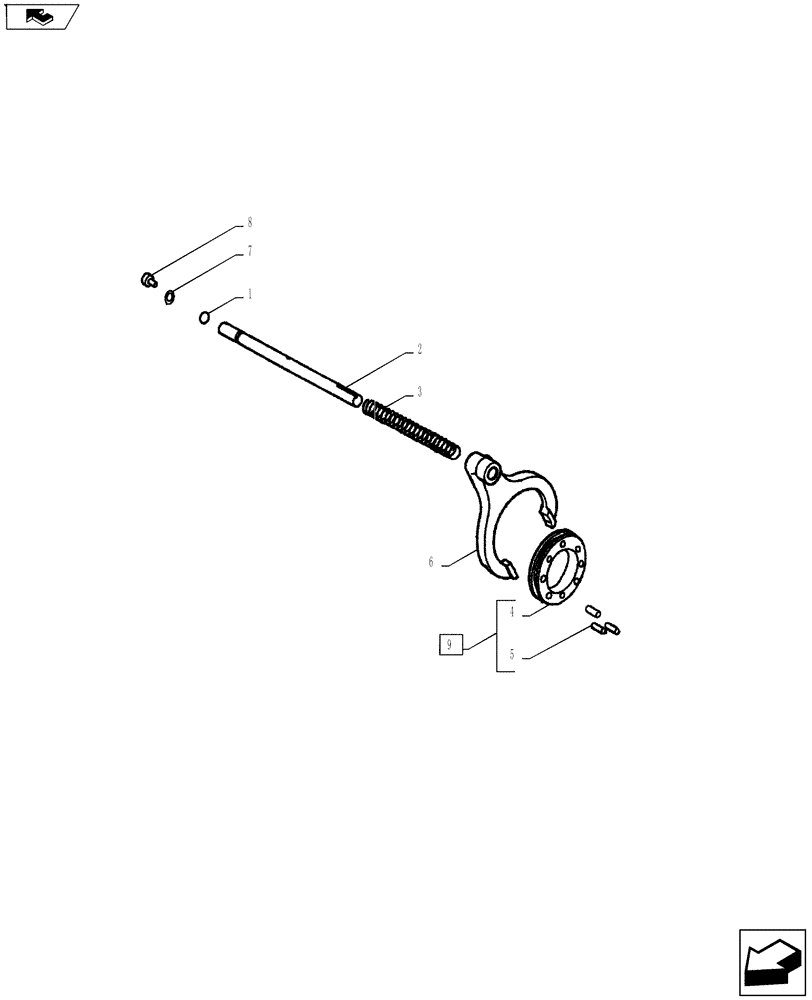 Схема запчастей Case IH FARMALL 65A - (27.110.02[01]) - DIFFERENTIAL LOCK SHIFT FORK (27) - REAR AXLE SYSTEM