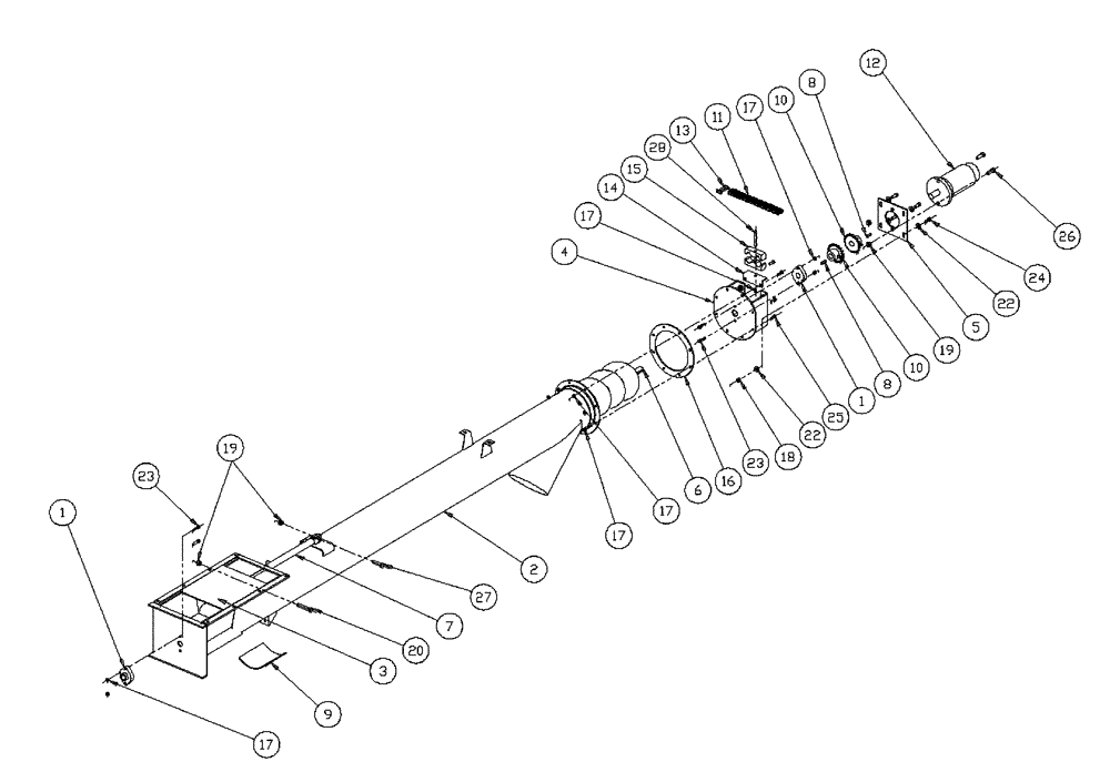 Схема запчастей Case IH 437 - (01-002) - AUGER ASSY, 8 INCH FLEX-AIR Basic Unit