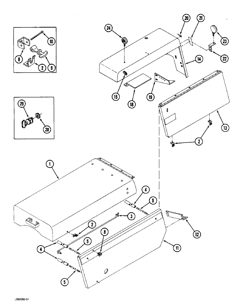 Схема запчастей Case IH 5420 - (9-18) - HOOD AND SIDE SHIELDS (09) - CHASSIS