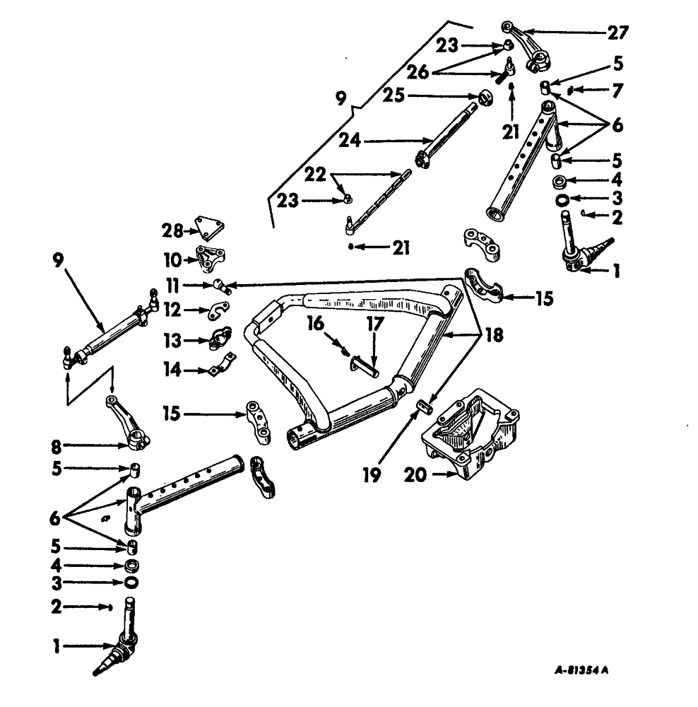 Схема запчастей Case IH 2444 - (J-11) - STEERING MECHANISM, FRONT AXLE AND LOWER BOLSTER Steering Mechanism