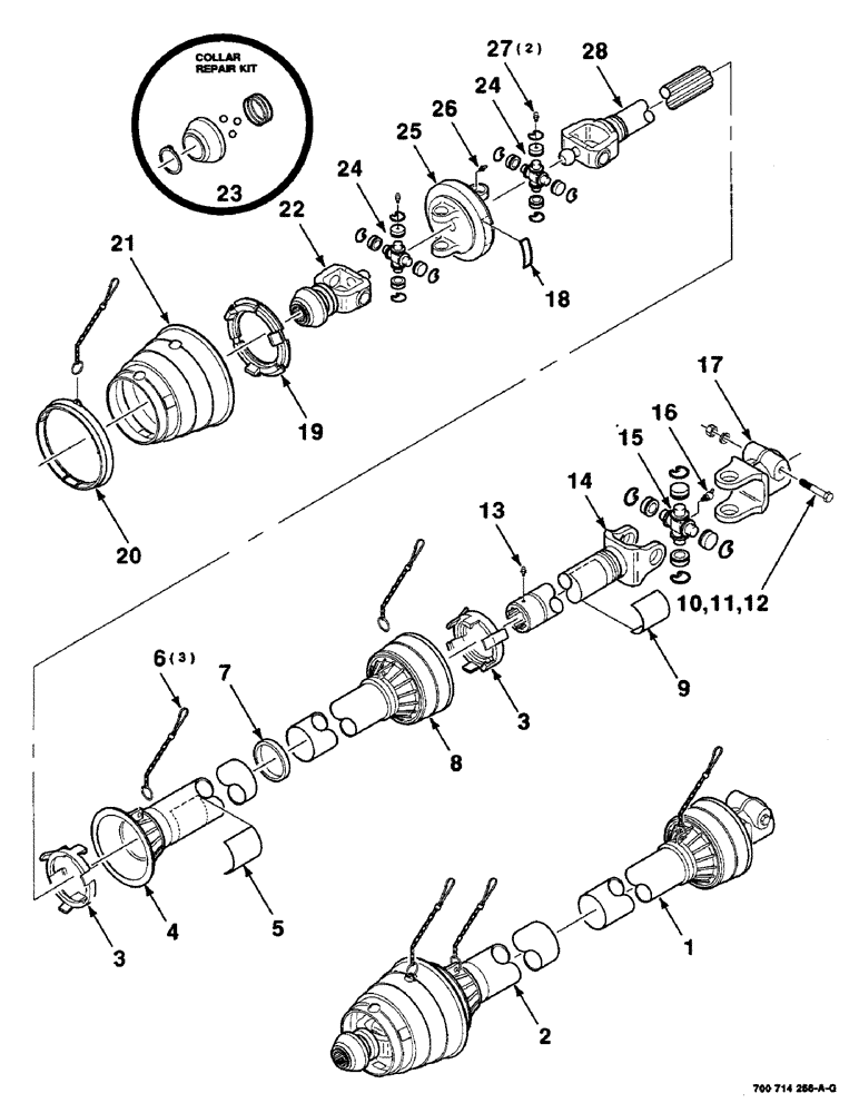 Схема запчастей Case IH 8465T - (2-04) - IMPLEMENT DRIVELINE ASSEMBLY, 540 RPM, NEAPCO, SERIAL NUMBER CFH0074856 AND LATER Driveline