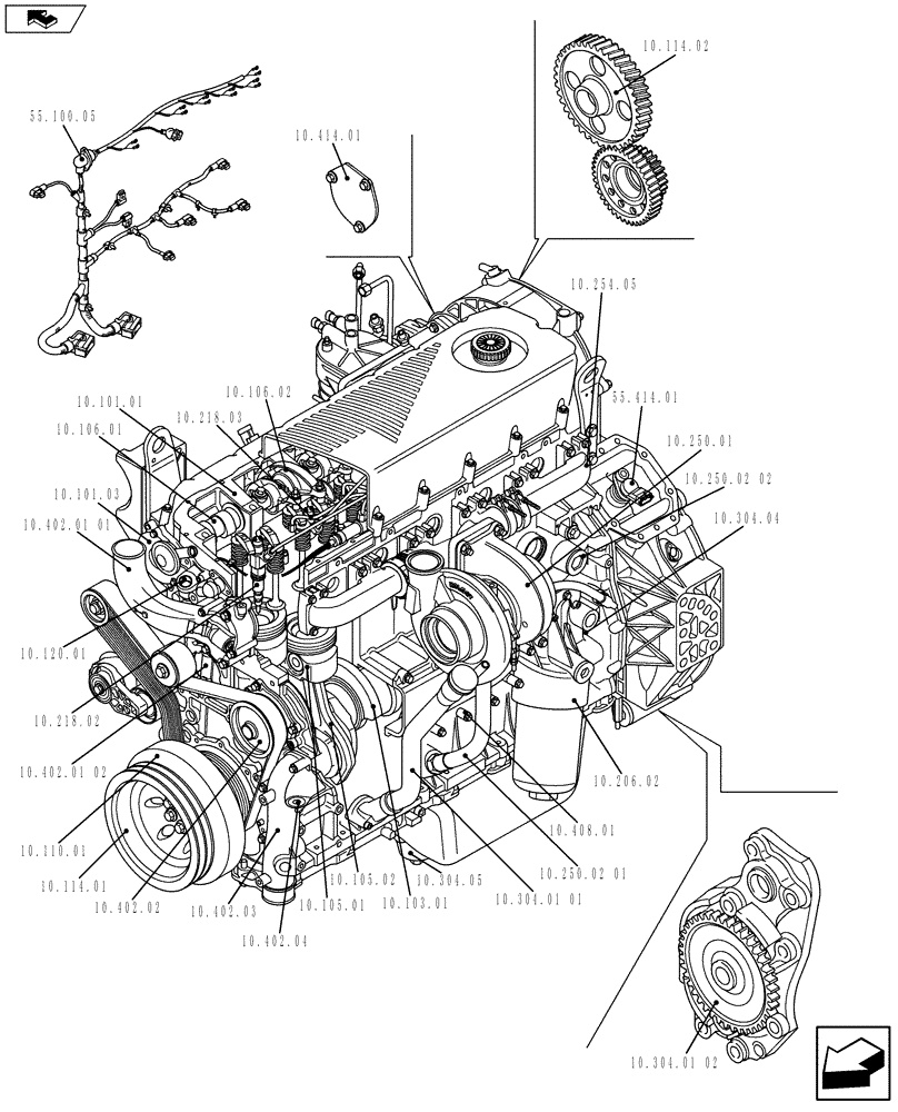 Схема запчастей Case IH F2CFE613R A021 - (10.000.01[01]) - ENGINE (5801408191) (10) - ENGINE