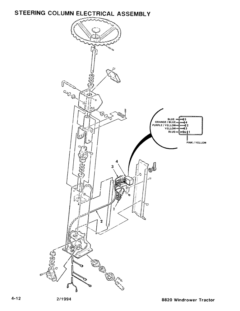 Схема запчастей Case IH 8820 - (4-12) - STEERING COLUMN ELECTRICAL ASSEMBLY (04) - ELECTRICAL SYSTEMS