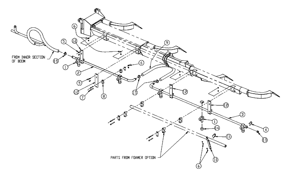 Схема запчастей Case IH 437 - (10-015) - BOOM PLUMBING, 2.5, LH, OUTER Wet Kit