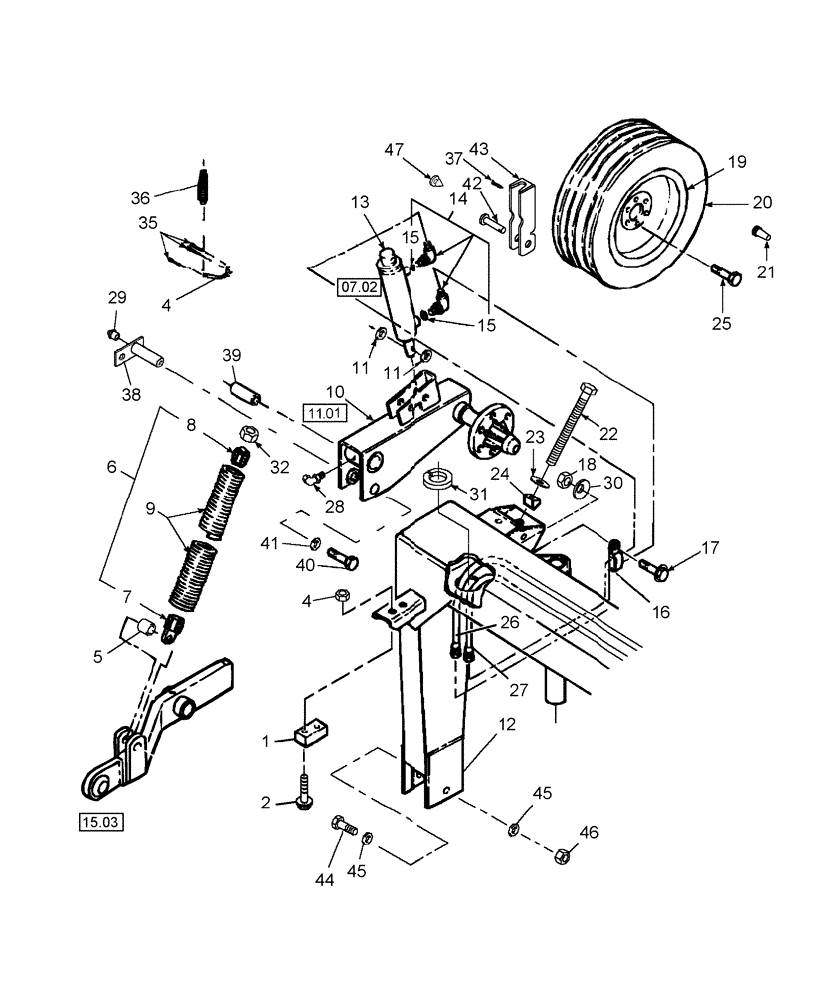 Схема запчастей Case IH DC92F - (12.07) - TRAILFRAME, RH (12) - MAIN FRAME