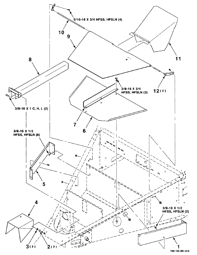 Схема запчастей Case IH 8430 - (7-06) - SHIELDS ASSEMBLY (DRIVELINE AND TWINE BOX) (12) - MAIN FRAME