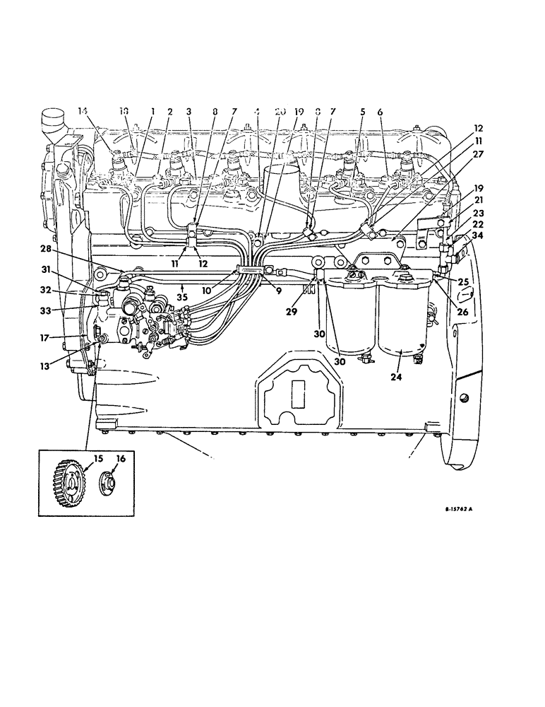 Схема запчастей Case IH 706 - (E-30) - FUEL SYSTEM, FUEL INJECTION PUMP AND CONNECTIONS, D-310 DIESEL ENGINE TRACTORS (02) - FUEL SYSTEM