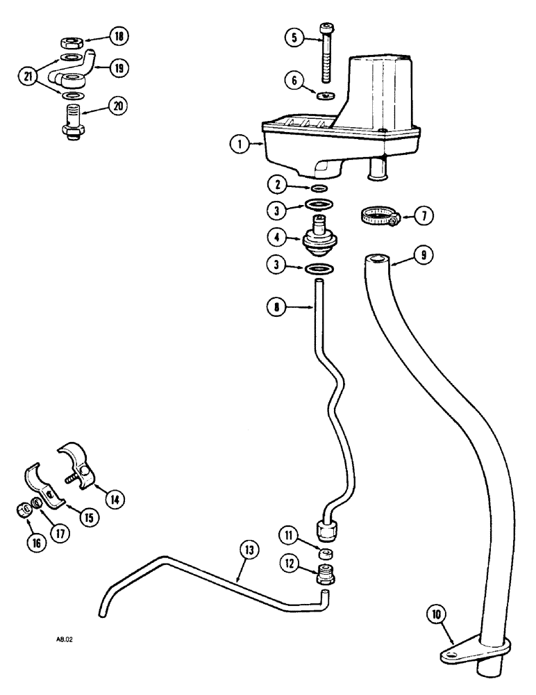 Схема запчастей Case IH 2150 - (2-58) - OIL BREATHER ASSEMBLY (02) - ENGINE