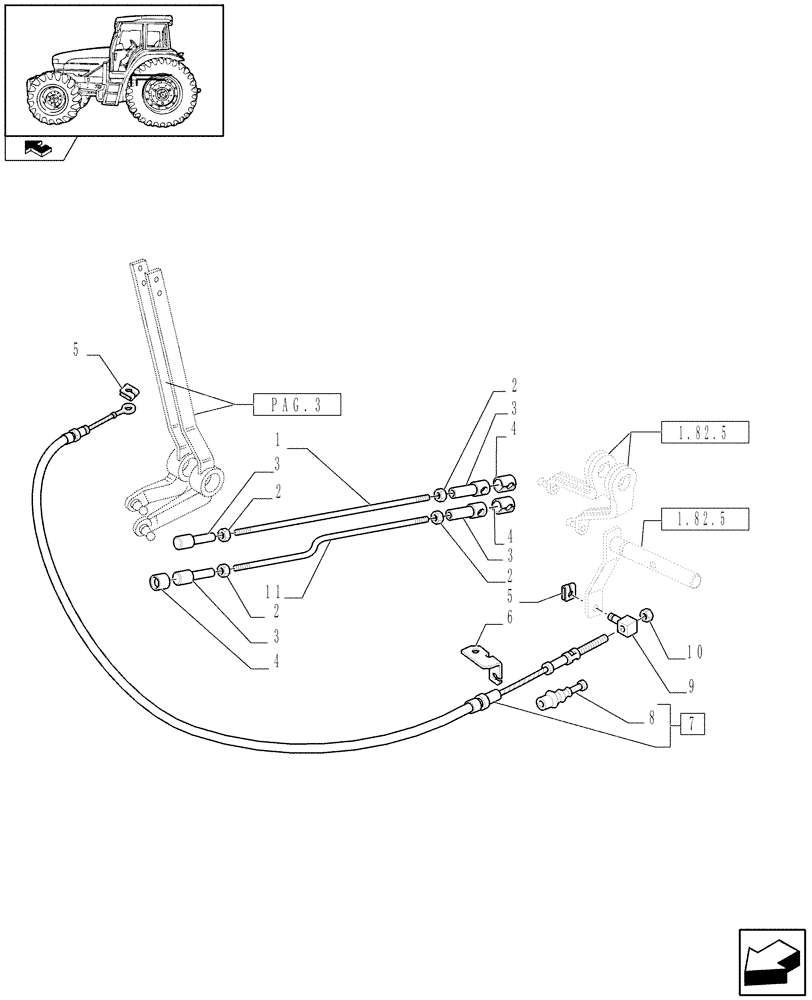 Схема запчастей Case IH FARMALL 105U - (1.96.1[04]) - LIFT EXTERNAL CONTROLS - TIE-RODS - L/CAB (10) - OPERATORS PLATFORM/CAB