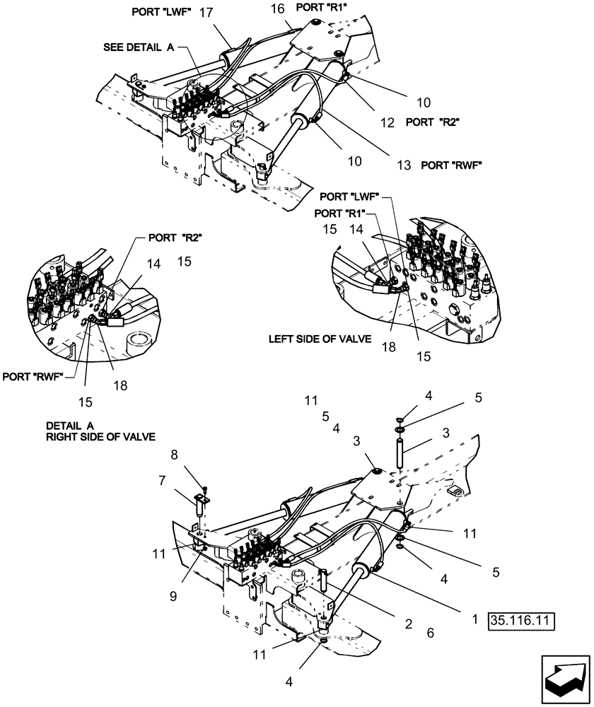 Схема запчастей Case IH 1250 - (35.116.02[02]) - HYDRAULICS - FOLD CYLINDERS - 12 ROW AND 16 ROW ASN Y9S007001 (35) - HYDRAULIC SYSTEMS