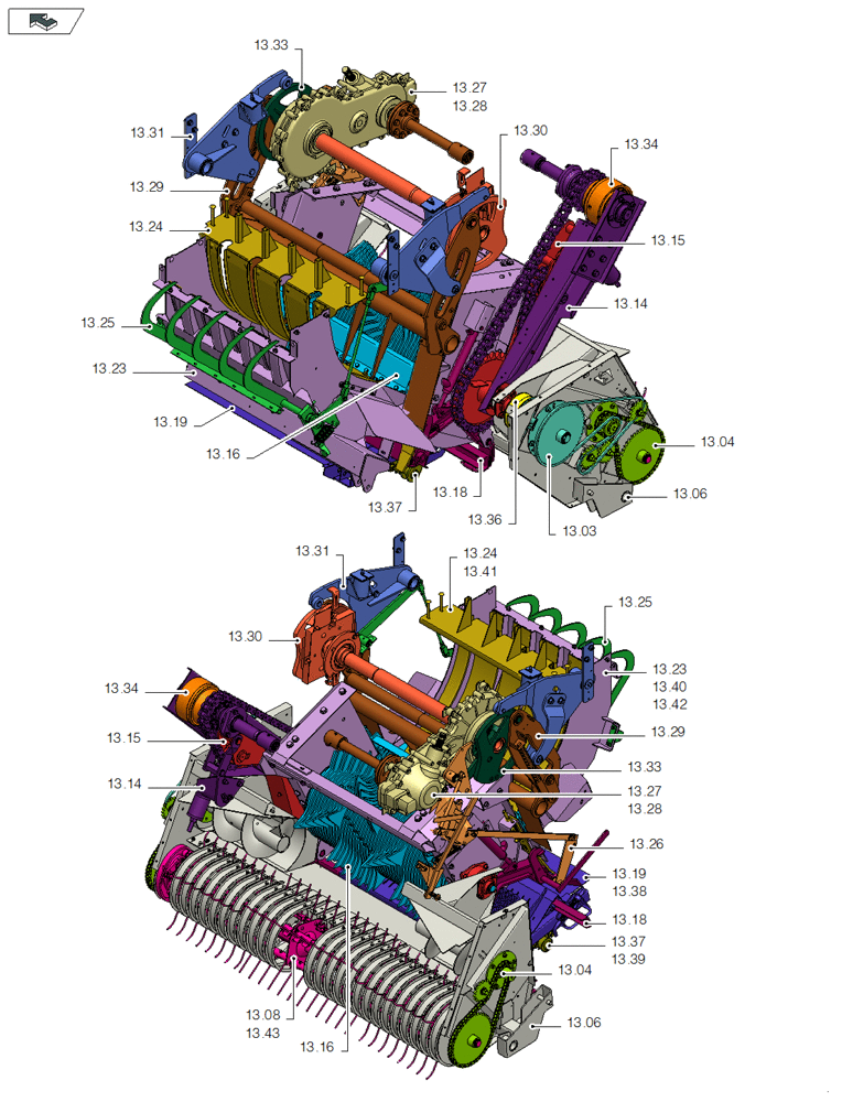 Схема запчастей Case IH LB433R - (13.00[03]) - PICTORIAL OVERVIEW 3/3 - FEEDER (13) - FEEDER