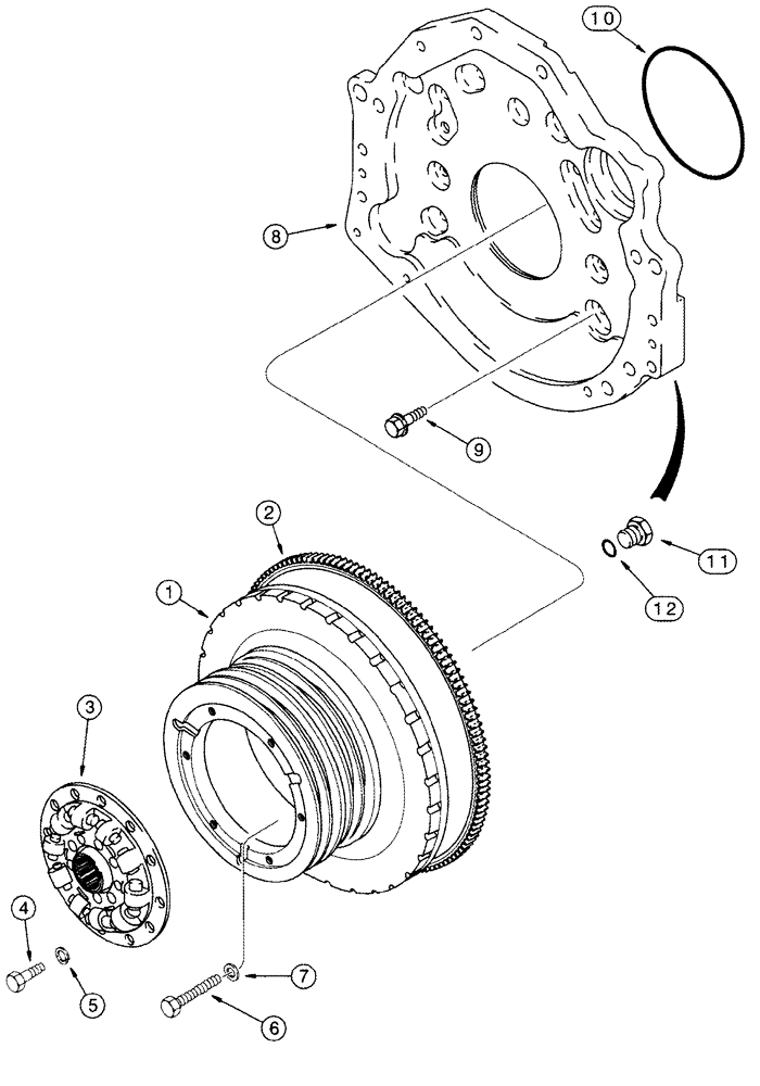 Схема запчастей Case IH 2555 - (02-22) - FLYWHEEL AND BACKING PLATE (01) - ENGINE