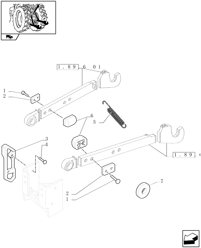 Схема запчастей Case IH PUMA 165 - (1.89.6/03) - (VAR.901) SWAY BLOCK STABILIZERS (09) - IMPLEMENT LIFT