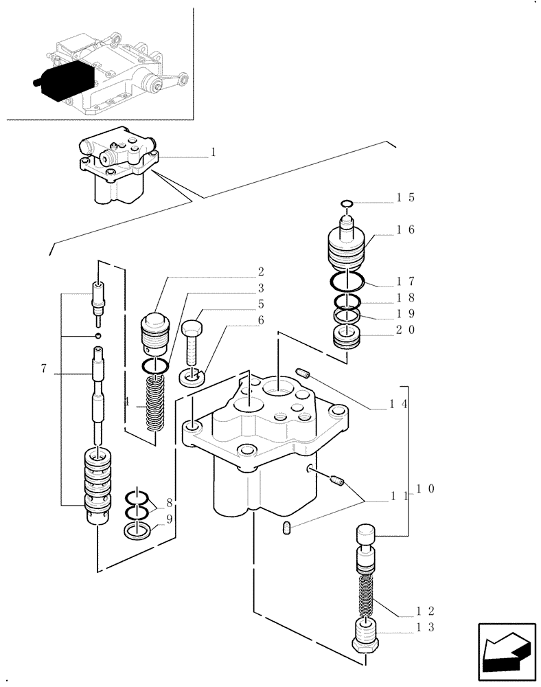 Схема запчастей Case IH JX100U - (1.82.4[01]) - LIFT CONTROL VALVE - VALVES & PARTS (07) - HYDRAULIC SYSTEM