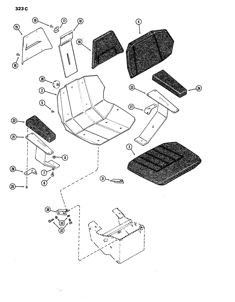 Схема запчастей Case IH 770 - (323C) - AGRI KING SEAT, CLOTH W/CAB, 1ST USED TRACTOR S/N 8693001 (09) - CHASSIS/ATTACHMENTS