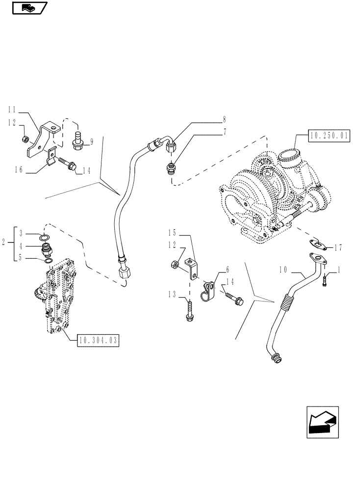 Схема запчастей Case IH P70 - (10.304.02) - PIPING - ENGINE OIL (10) - ENGINE